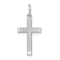 14K White Gold Laser Designed Cross Charm, 23 x 11 mm, 0.36 g