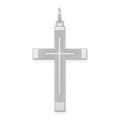 14K White Gold Laser Designed Cross Pendant, 40 x 22 mm, 1.21 g