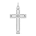 14K White Gold Laser Designed Cross Pendant, 41 x 22 mm