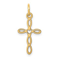 14K Loop with Center Heart Cross Charm, 23 x 11 mm