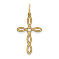 14K Loop with Center Heart Cross Pendant, 27 x 14 mm