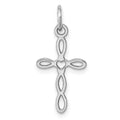 14K White Gold Loop with Center Heart Cross Charm, 23 x 11 mm