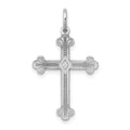 14K White Gold Laser Designed Cross Pendant, 25 x 16 mm