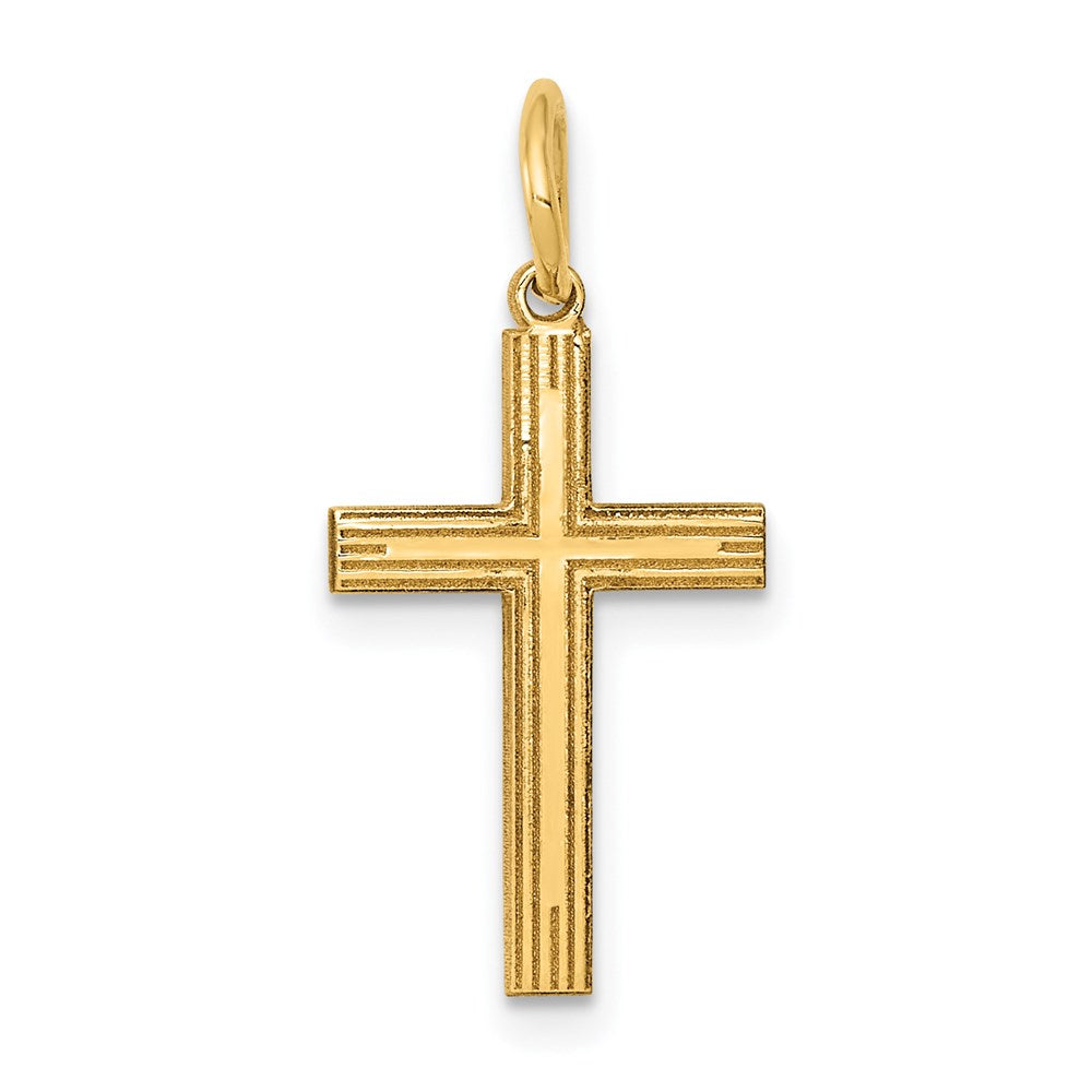 14K Laser Designed Cross Charm, 22 x 11 mm