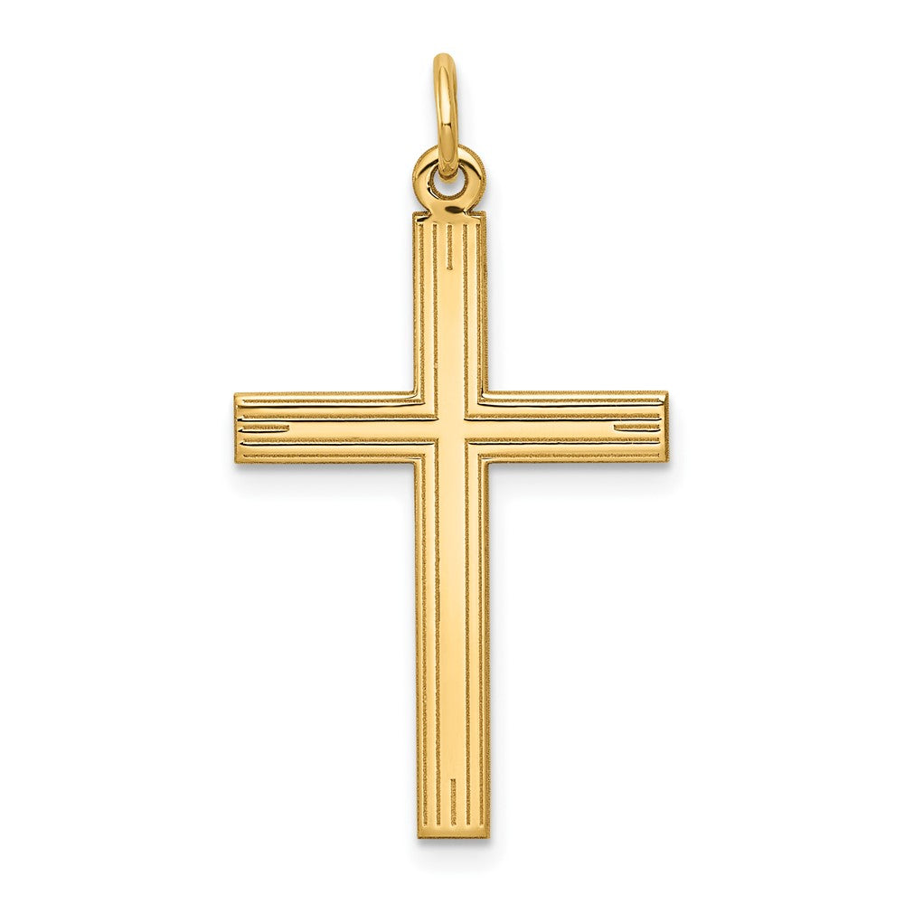 14K Laser Designed Cross Pendant, 32 x 17 mm, 1.06 g