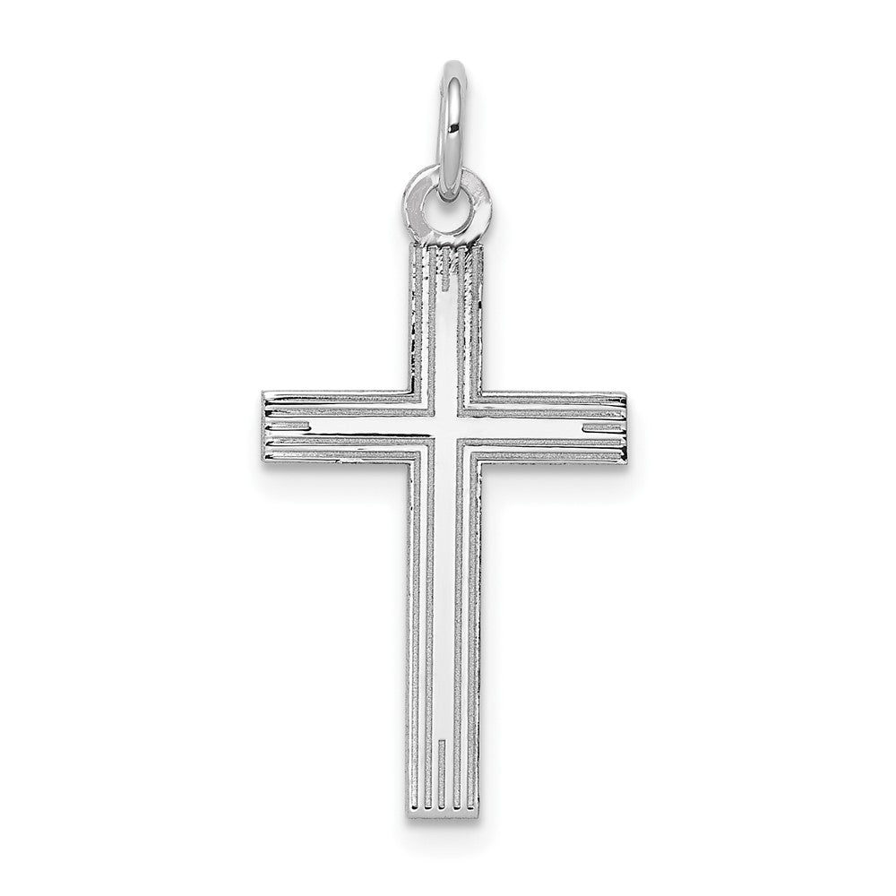 14K White Gold Laser Designed Cross Pendant, 26 x 13 mm, 0.75 g