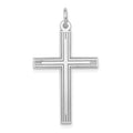 14K White Gold Laser Designed Cross Pendant, 32 x 17 mm, 1.24 g