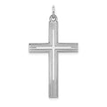 14K White Gold Laser Designed Cross Pendant, 39 x 22 mm