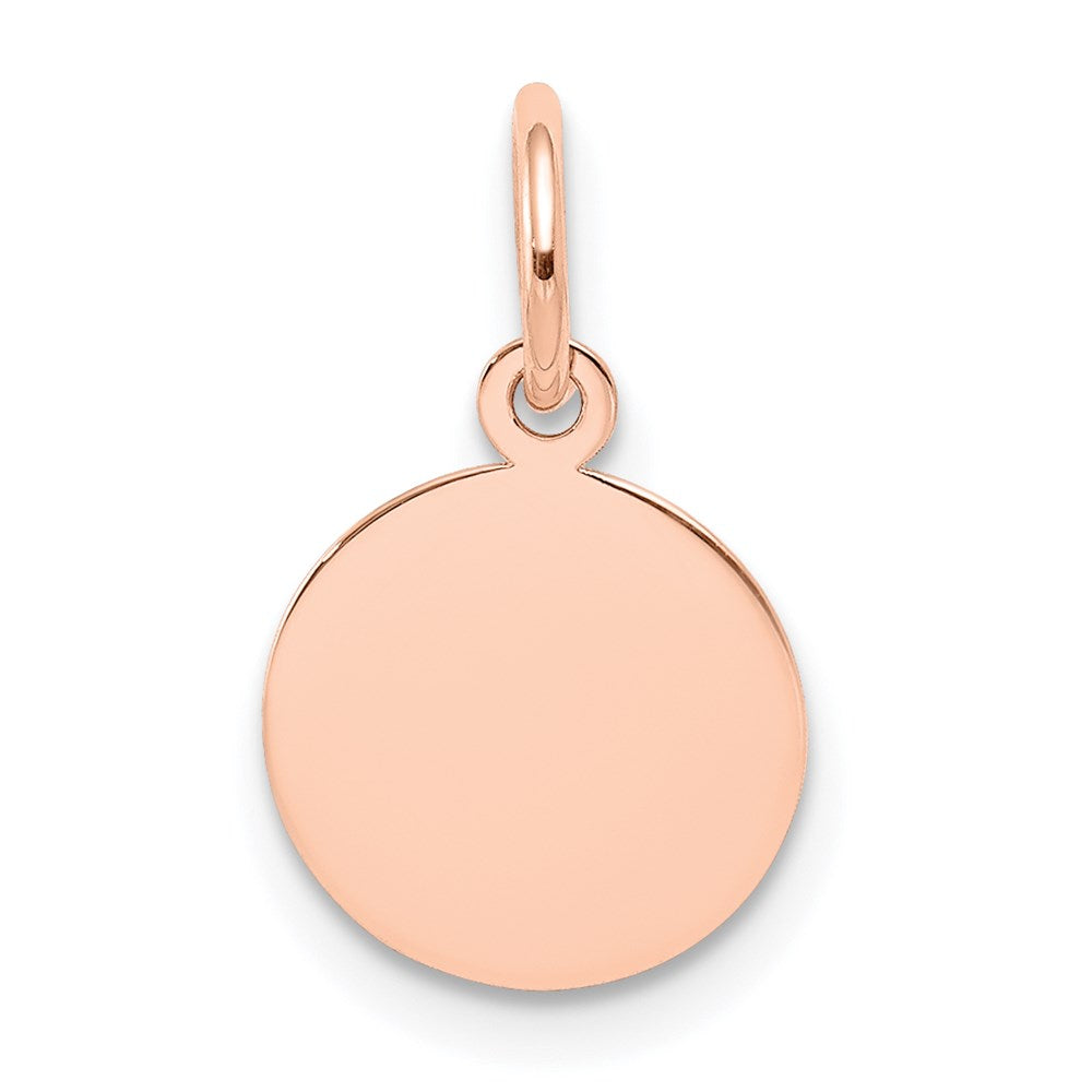 14k Rose Gold Plain .013 Gauge Round Engraveable 10mm Disc Charm, 16 x 10 mm