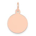 14k Rose Gold Plain .035 Gauge Round Engraveable 12mm Disc Charm, 19 x 12 mm
