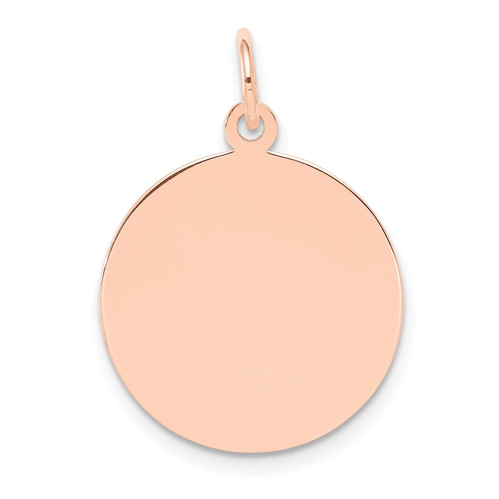 14k Rose Gold Plain .027 Gauge Round Engravable 18mm Disc Charm, 25 x 18 mm