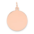 14k Rose Gold Plain .013 Gauge Round Engravable 18mm Disc Charm, 25 x 18 mm