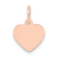 14k Rose Gold Plain .011 Gauge Engraveable Heart 11x9mm Disc Charm, 14 x 9 mm