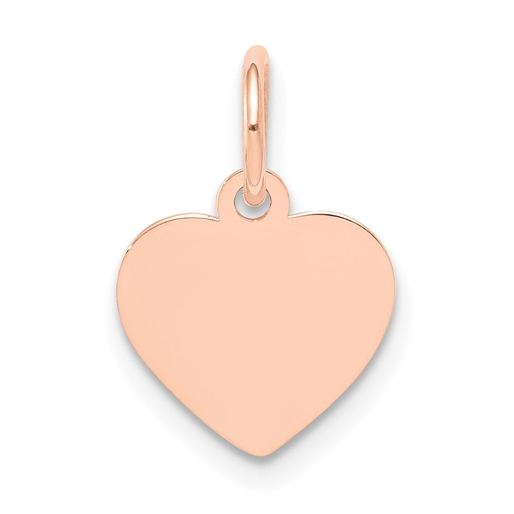 14k Rose Gold Plain .011 Gauge Engraveable Heart 11x9mm Disc Charm, 14 x 9 mm