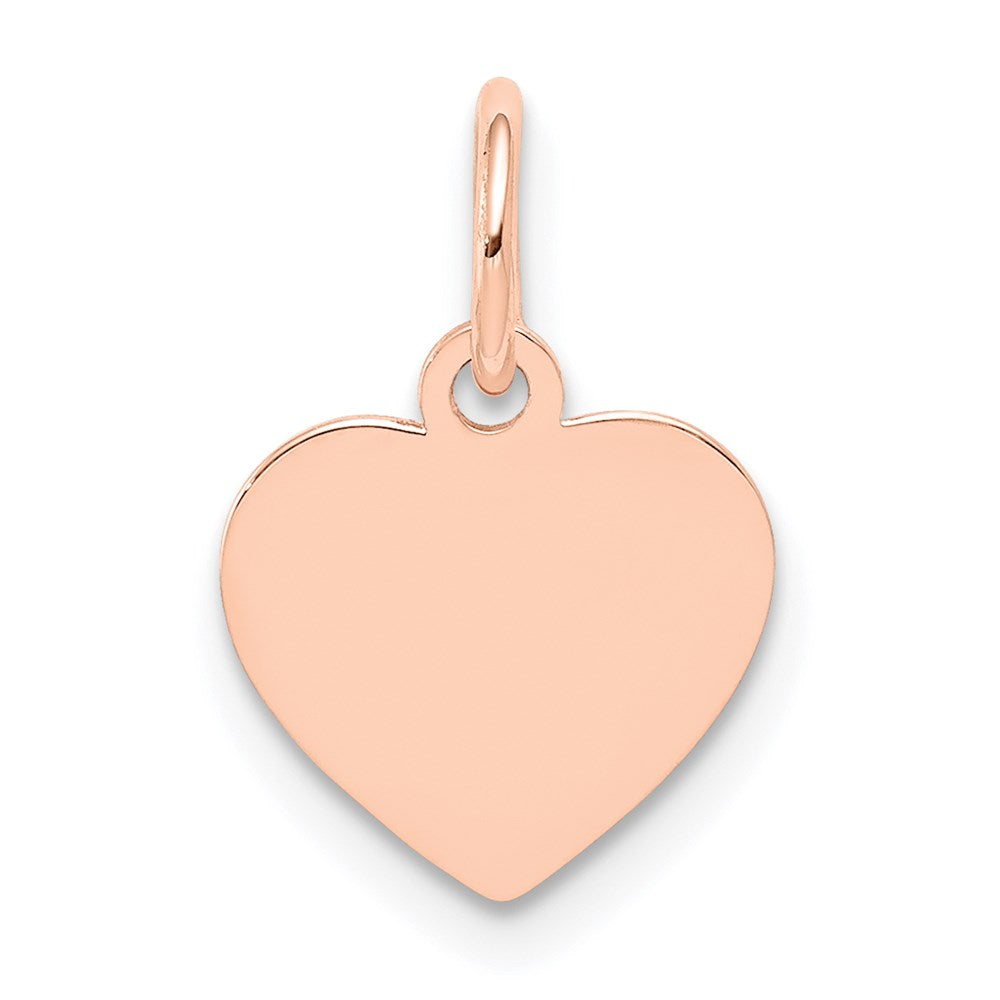 14k Rose Gold Plain .011 Gauge Engraveable Heart 12x10mm Disc Charm, 16 x 10 mm