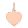 14k Rose Gold Plain .018 Gauge Engraveable Heart 12x10mm Disc Charm, 16 x 10 mm