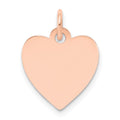 14k Rose Gold Plain .013 Gauge Engraveable Heart 15x14mm Disc Charm, 18 x 14 mm