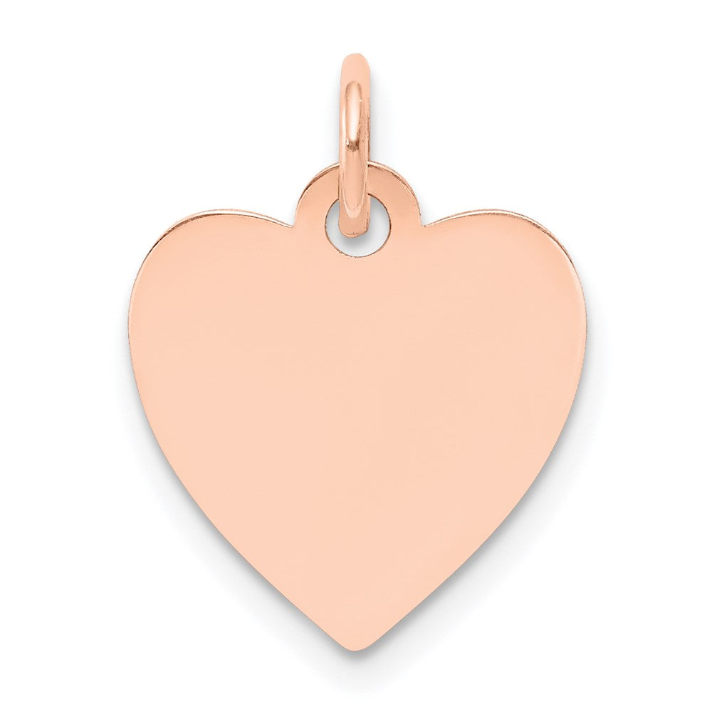14k Rose Gold Plain .013 Gauge Engraveable Heart 15x14mm Disc Charm, 18 x 14 mm