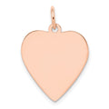 14k Rose Gold Plain .018 Gauge Engraveable Heart 21x20mm Disc Charm, 24 x 20 mm