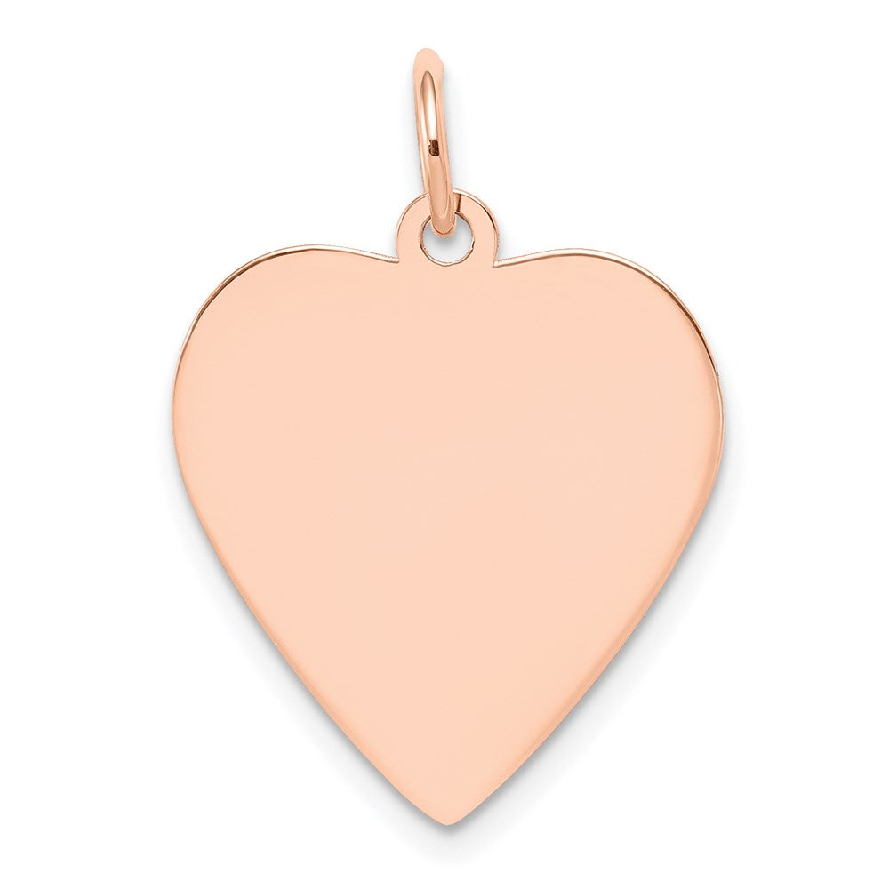 14k Rose Gold Plain .027 Gauge Engraveable Heart 21x20mm Disc Charm, 24 x 20 mm