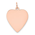 14k Rose Gold Plain .013 Gauge Engraveable Heart 24x21mm Disc Charm, 27 x 21 mm