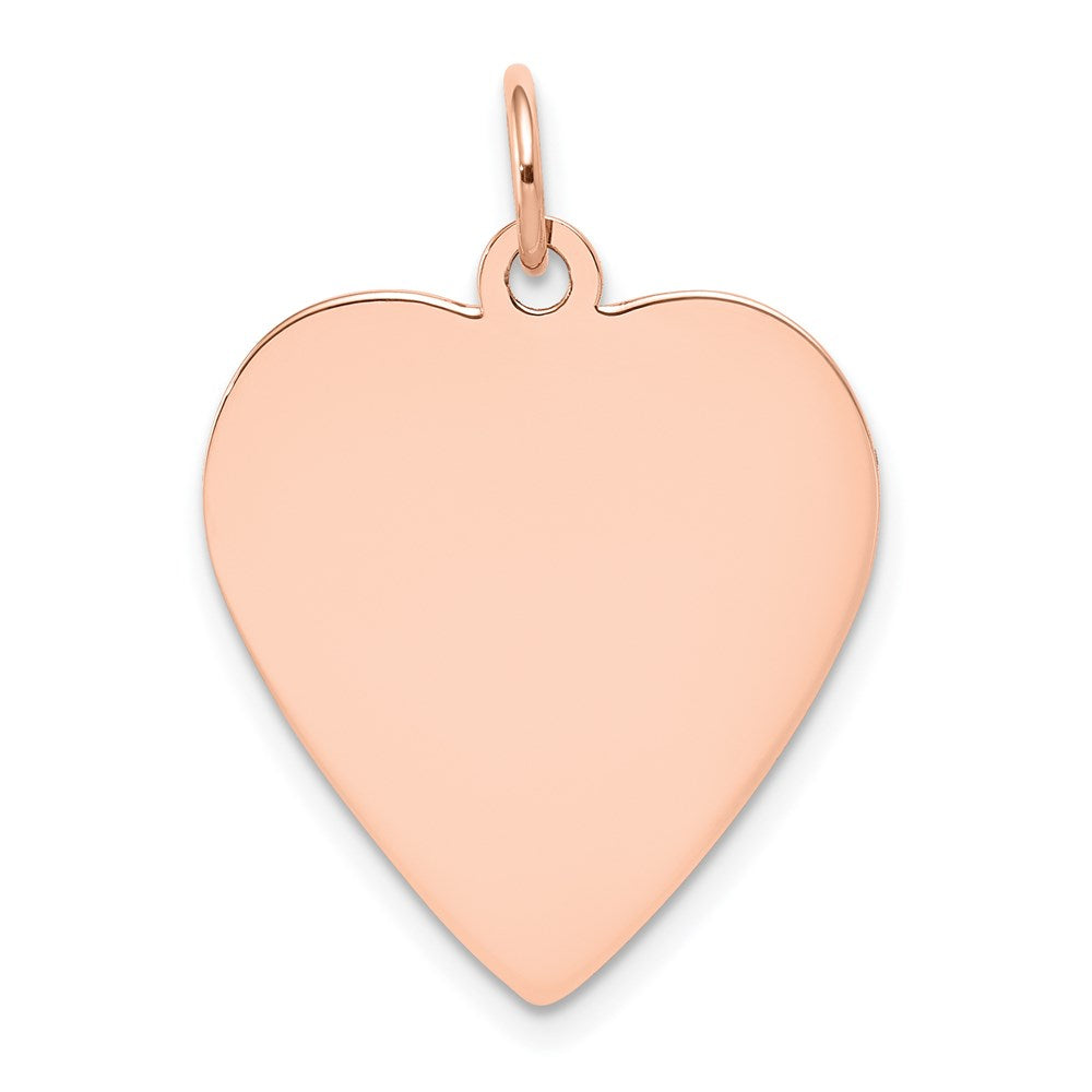14k Rose Gold Plain .013 Gauge Engraveable Heart 24x21mm Disc Charm, 27 x 21 mm