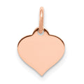 14k Rose Gold Plain .018 Gauge Engravable Heart 10mm Disc Charm, 14 x 10 mm