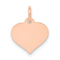 14k Rose Gold Plain .018 Gauge Engravable Heart 14x12mm Disc Charm, 17 x 12 mm