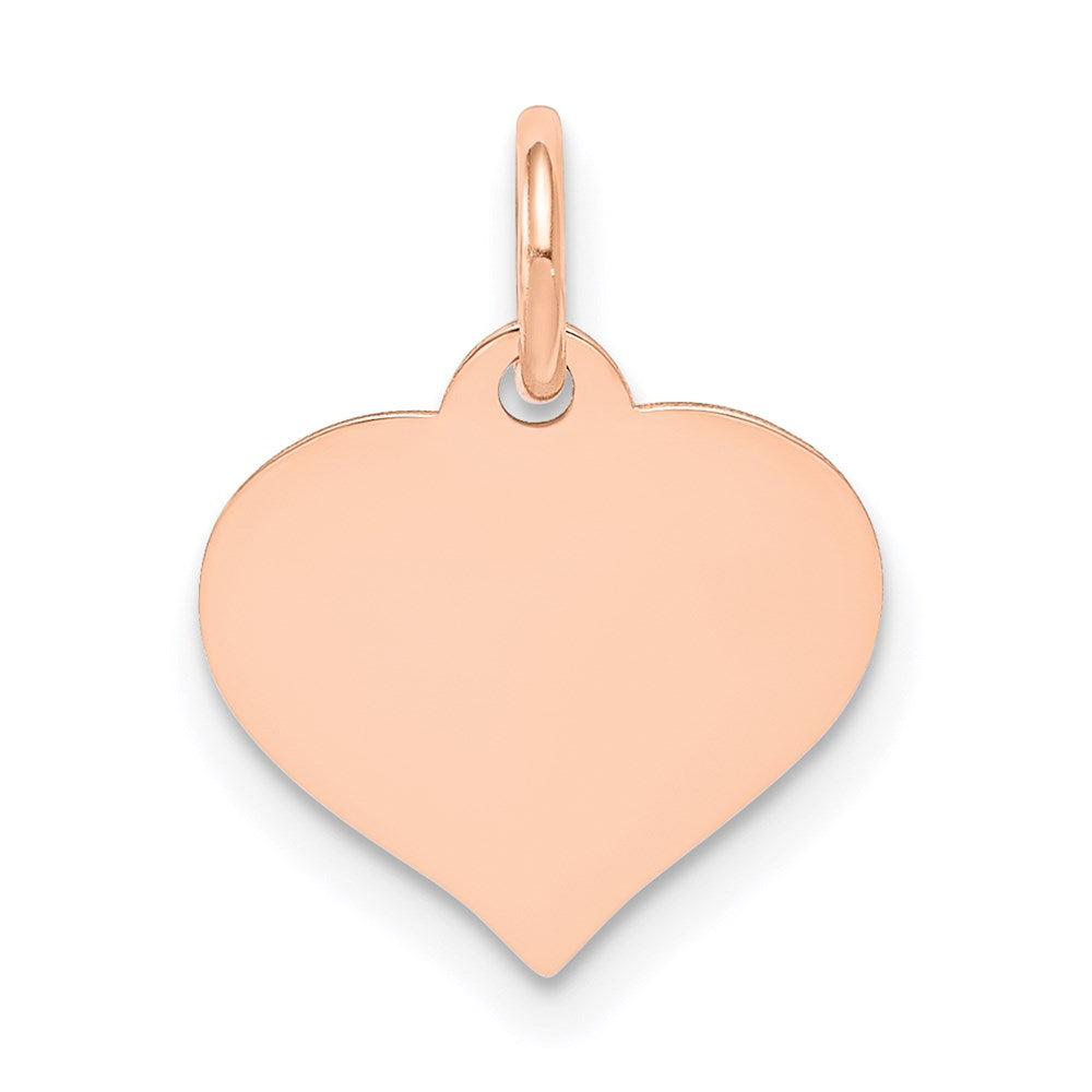 14k Rose Gold Plain .013 Gauge Engravable Heart 14x12mm Disc Charm, 17 x 12 mm