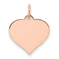 14k Rose Gold Plain .011 Gauge Engravable Heart 15x14mm Disc Charm, 18 x 14 mm