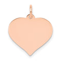 14k Rose Gold Plain .013 Gauge Engravable Heart 16x17mm Disc Charm, 19 x 17 mm