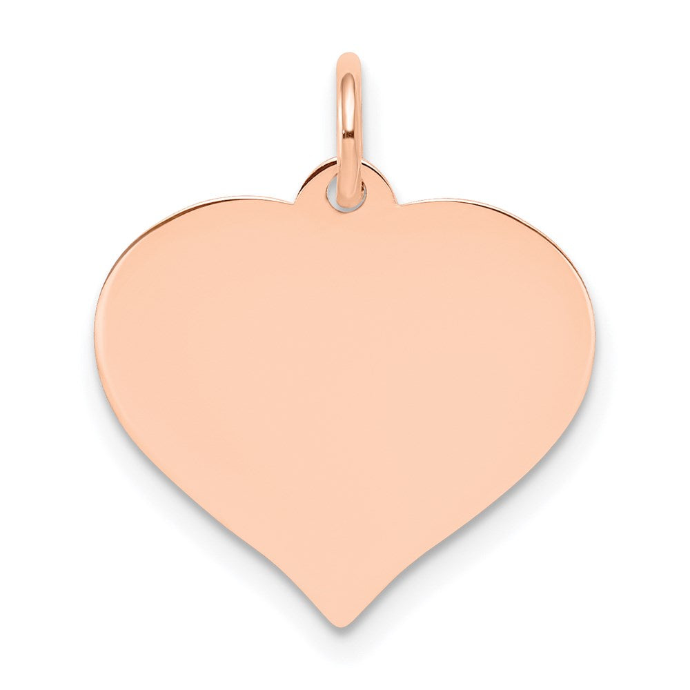 14k Rose Gold Plain .013 Gauge Engravable Heart 16x17mm Disc Charm, 19 x 17 mm