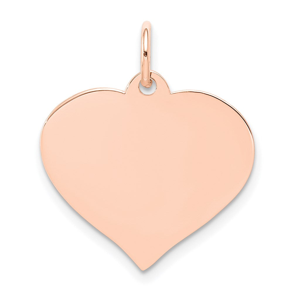 14k Rose Gold Plain .013 Gauge Engravable Heart 19x18mm Disc Charm, 22 x 18 mm