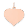 14k Rose Gold Plain .027 Gauge Engravable Heart 19x18mm Disc Charm, 22 x 18 mm