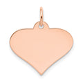 14k Rose Gold Plain .018 Gauge Engraveable Heart 18x19mm Disc Charm, 21 x 19 mm