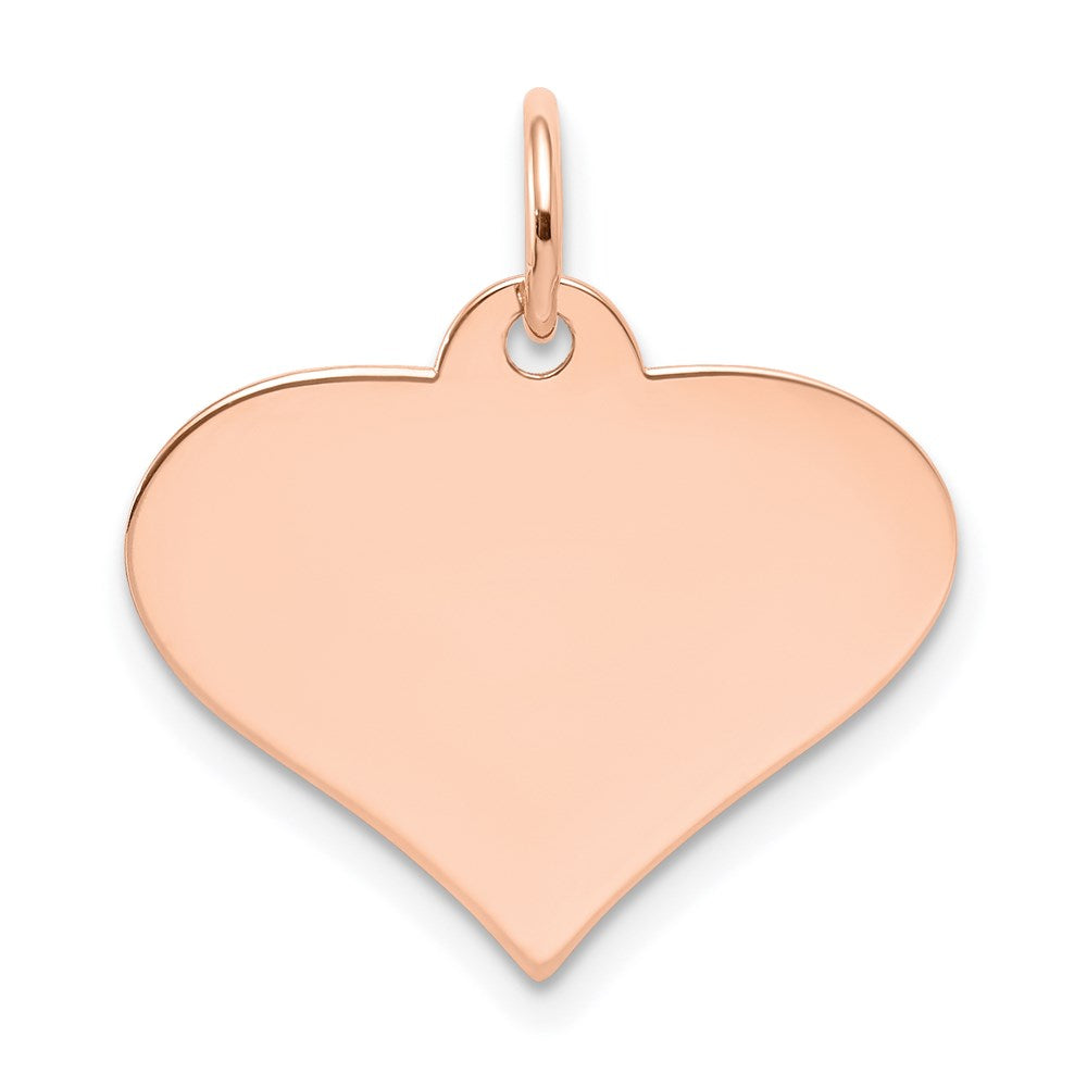 14k Rose Gold Plain .018 Gauge Engraveable Heart 18x19mm Disc Charm, 21 x 19 mm