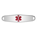 Sterling Silver Rhodium-plated Medical ID Plate, 57 x 13 mm