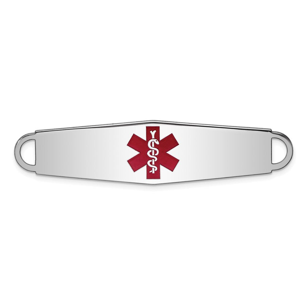 Sterling Silver Rhodium-plated Medical ID Plate, 57 x 13 mm