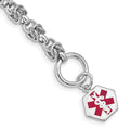 Sterling Silver Rhodium Engraveable Enamel Hexagon Medical ID Bracelet, 7.75 x 16 mm, 18.39 g