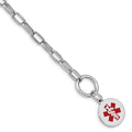 Sterling Silver Rhodium Engraveable Enamel Disc Medical ID Bracelet, 7.75 x 16 mm, 9.46 g
