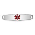 Sterling Silver Rhodium plated Medical ID Plate, 33 x 8 mm