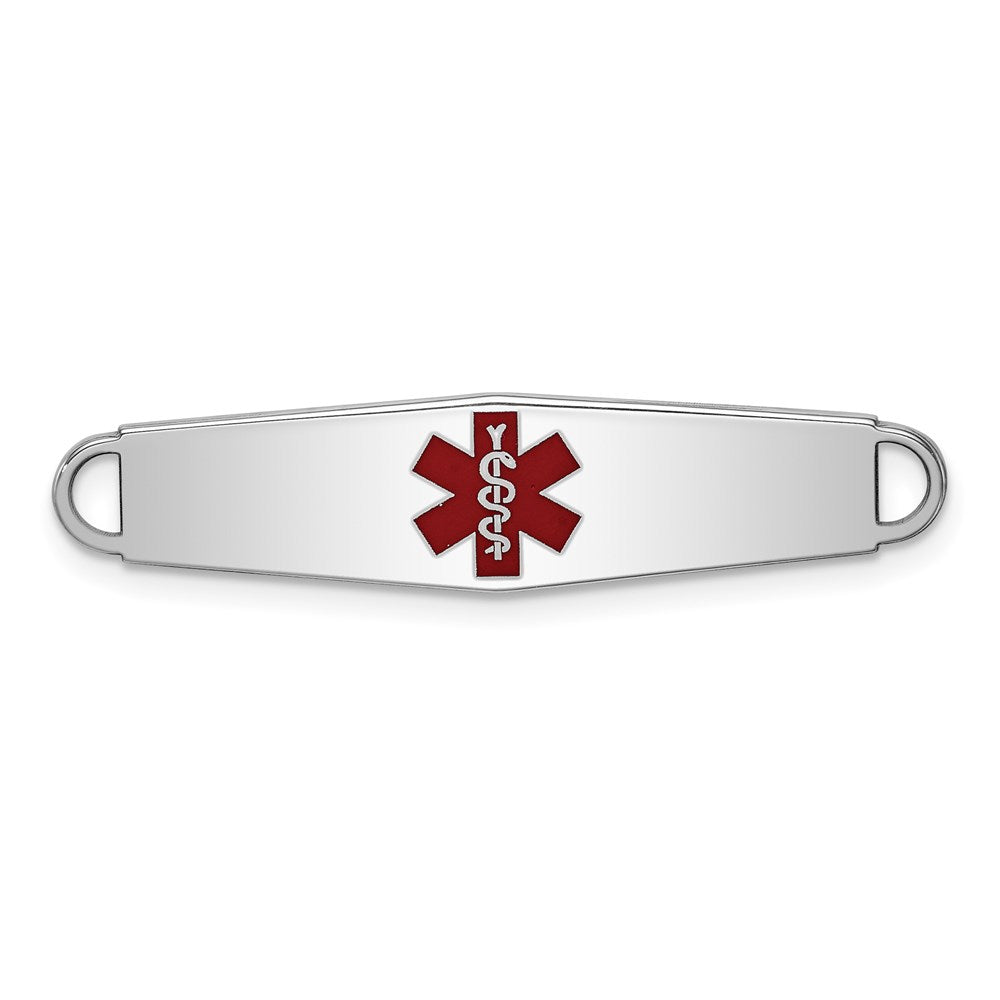 Sterling Silver Rhodium plated Medical ID Plate, 33 x 8 mm