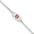 Sterling Silver Rhodium-plated Enamel Medical Jewelry Bracelet, 7 mm, 2.88 g