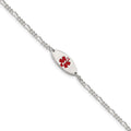 Sterling Silver Rhodium-plated Enamel Medical Jewelry Bracelet, 7 mm, 3.36 g