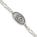 Sterling Silver Antiqued / Polished Medical Bracelet, 8 mm