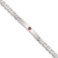 Sterling Silver Polished Medical Anchor Link ID Bracelet, 7.5 x 5 mm