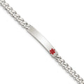 Sterling Silver Polished Medical Curb Link ID Bracelet, 7.5 x 6 mm