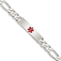 Sterling Silver Polished Medical Figaro Anchor Link ID Bracelet, 8.5 x 10 mm
