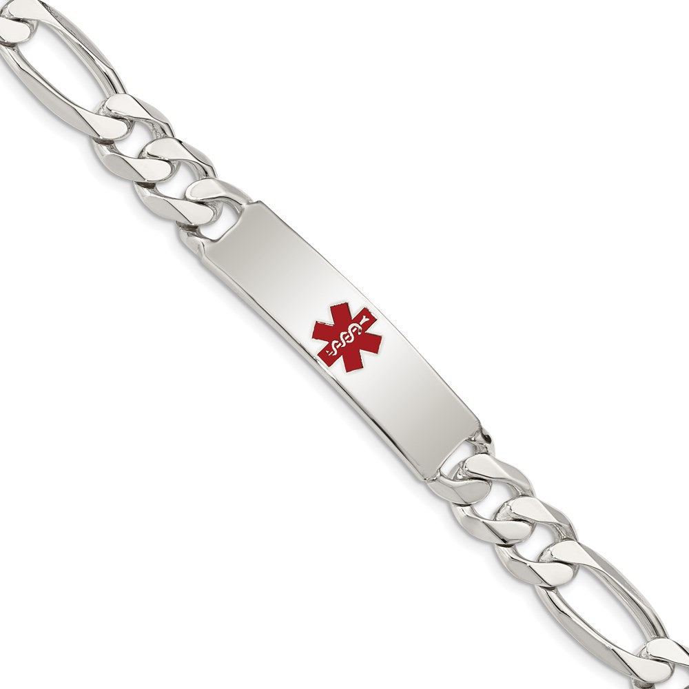 Sterling Silver Polished Medical Figaro Anchor Link ID Bracelet, 8.5 x 10 mm