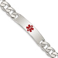 Sterling Silver Polished Medical Curb Link ID Bracelet, 8.5 x 11 mm